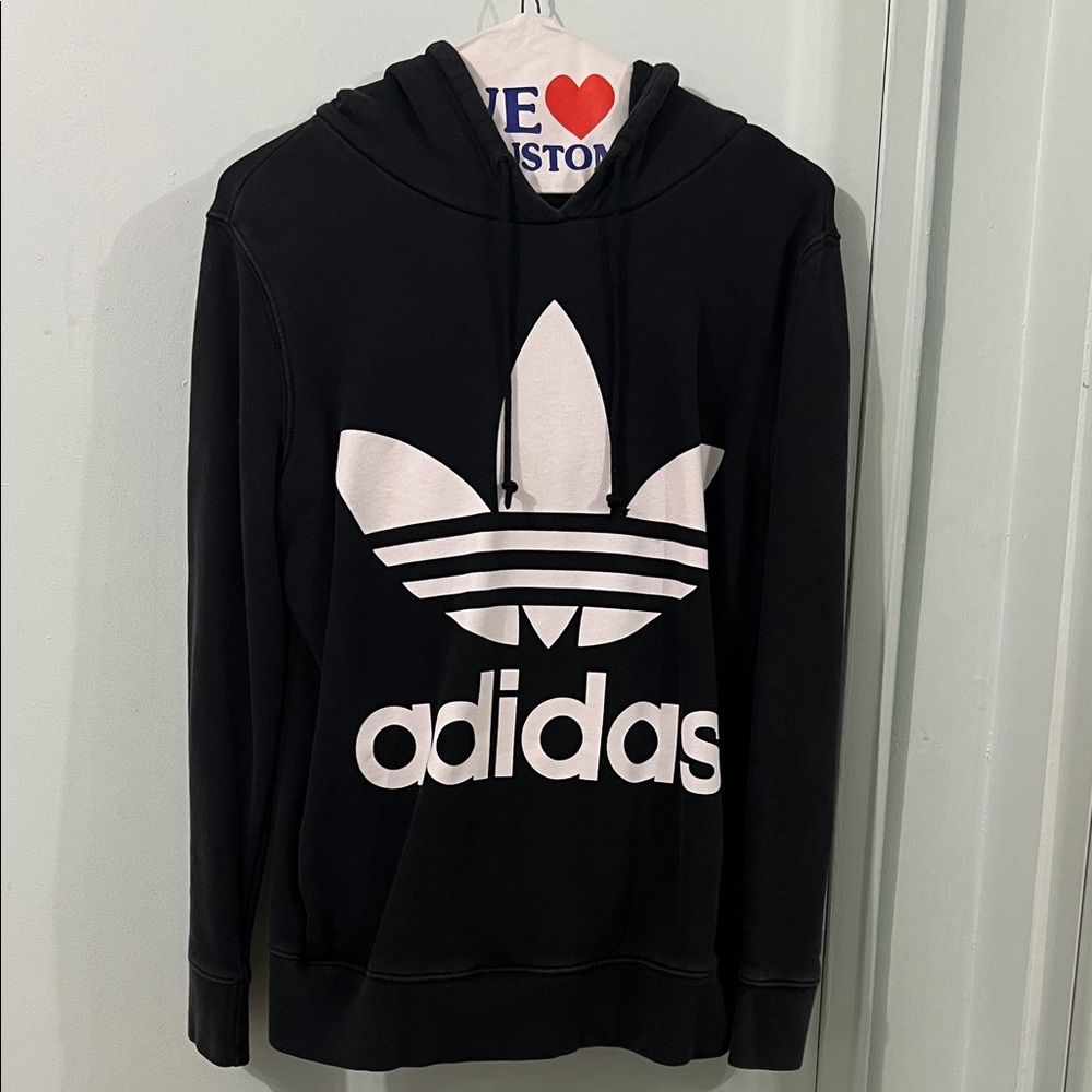Adidas Black and White Logo Hoodie